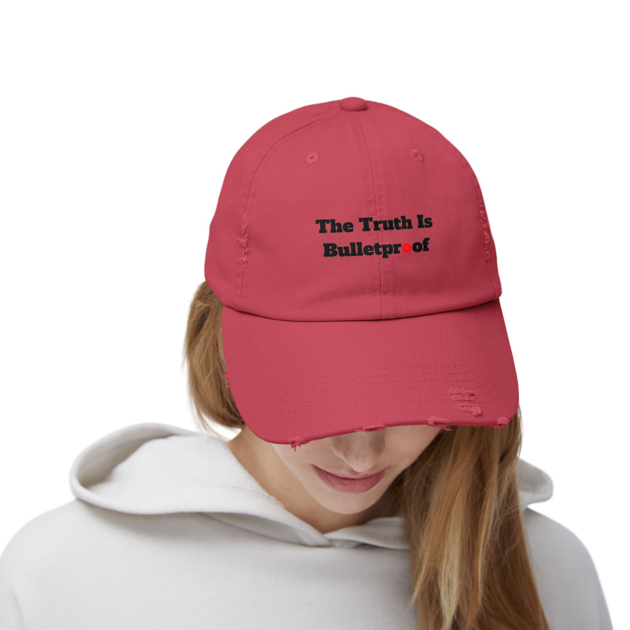 Distressed Cap with 'The Truth Is Bulletproof' - Casual Wear, Gift for Truth Seekers, Fashion Statement, Everyday Use, Unisex Accessory
