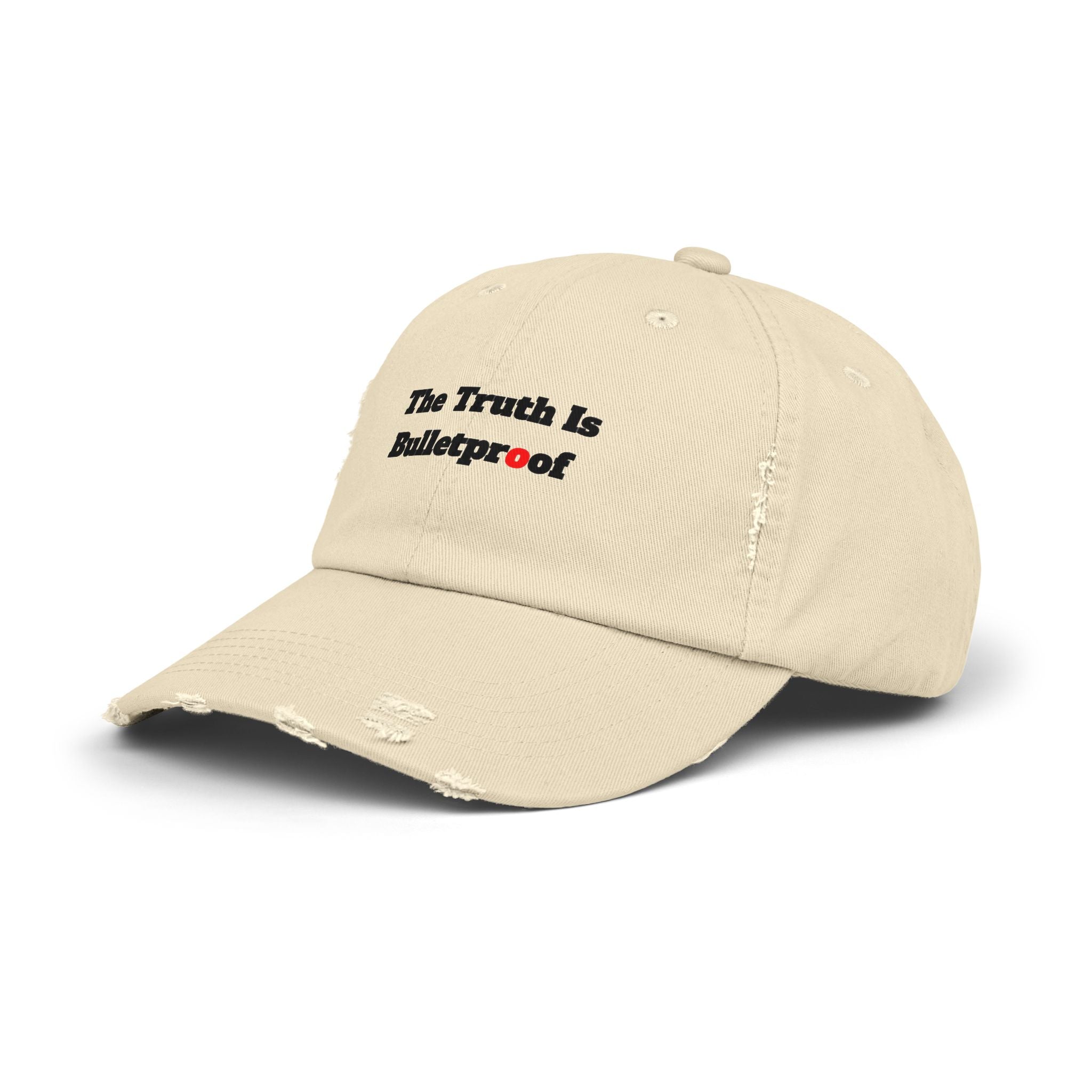 Distressed Cap with 'The Truth Is Bulletproof' - Casual Wear, Gift for Truth Seekers, Fashion Statement, Everyday Use, Unisex Accessory