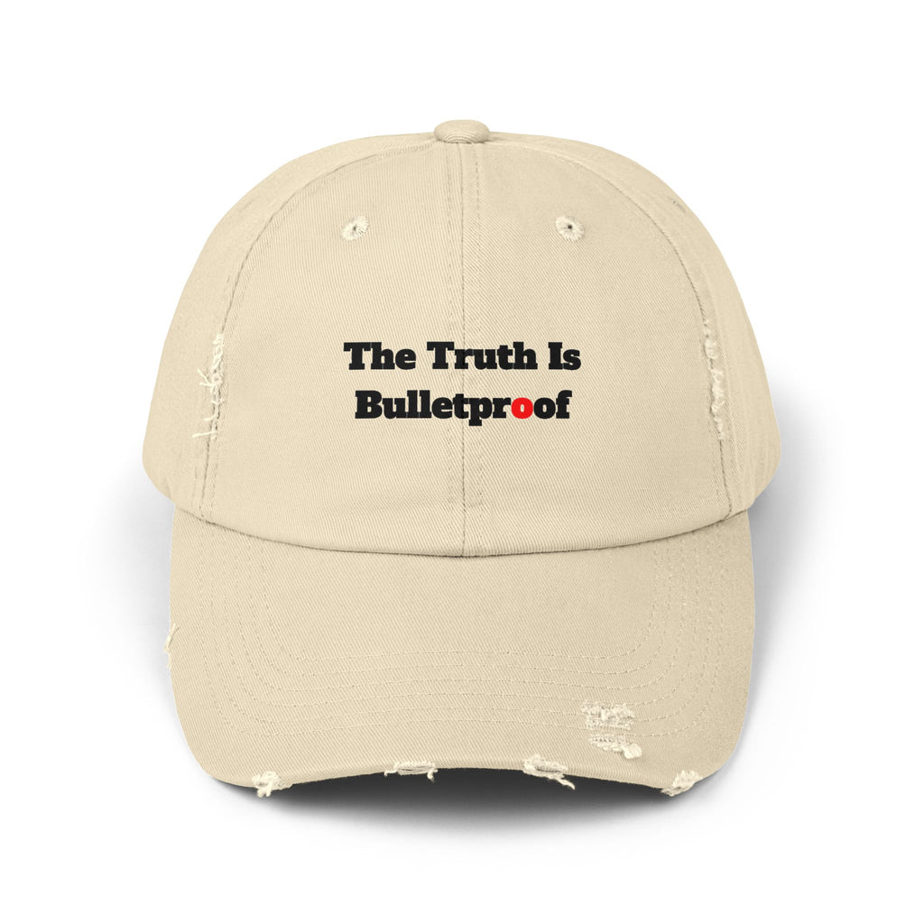 Distressed Cap with 'The Truth Is Bulletproof' - Casual Wear, Gift for Truth Seekers, Fashion Statement, Everyday Use, Unisex Accessory