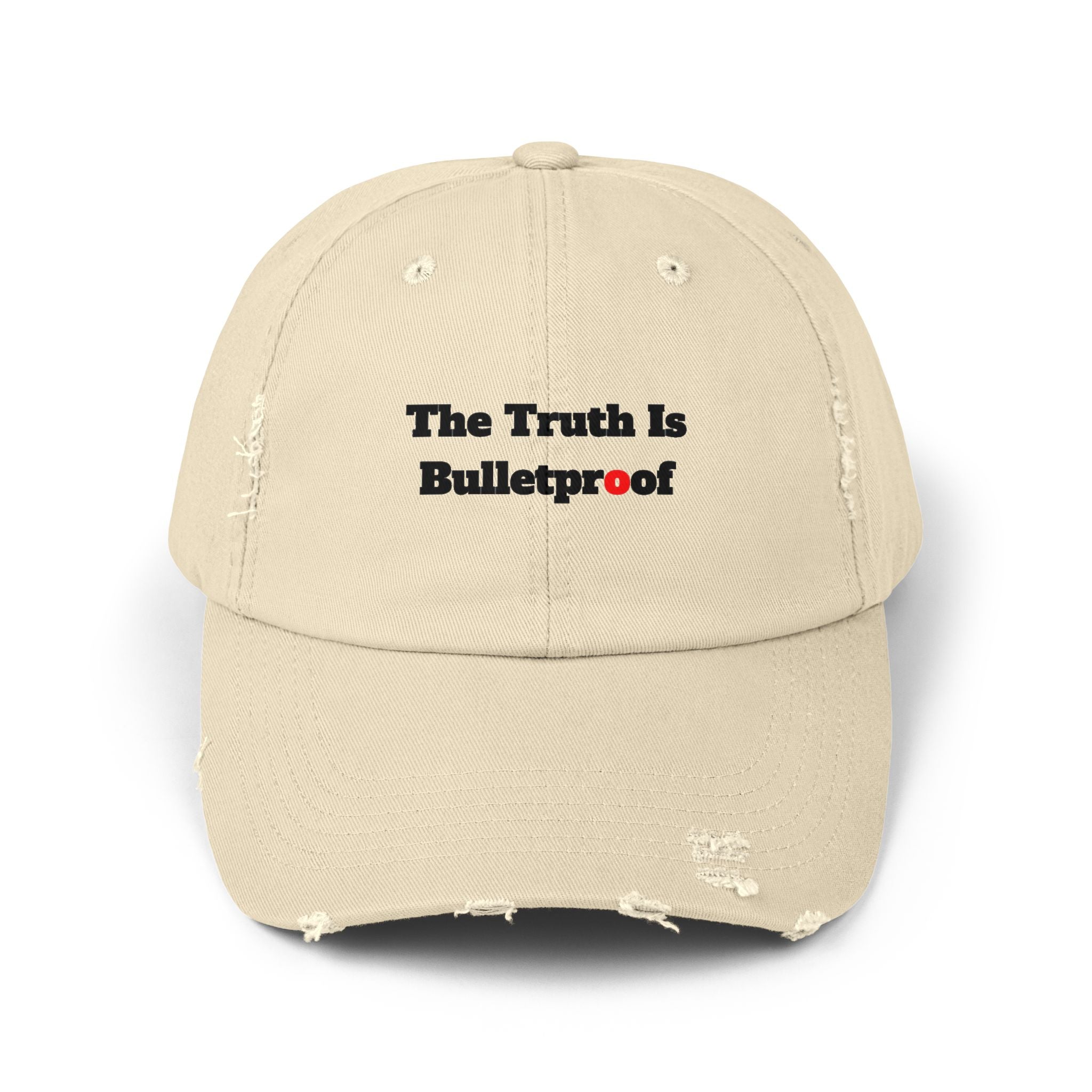 Distressed Cap with 'The Truth Is Bulletproof' - Casual Wear, Gift for Truth Seekers, Fashion Statement, Everyday Use, Unisex Accessory