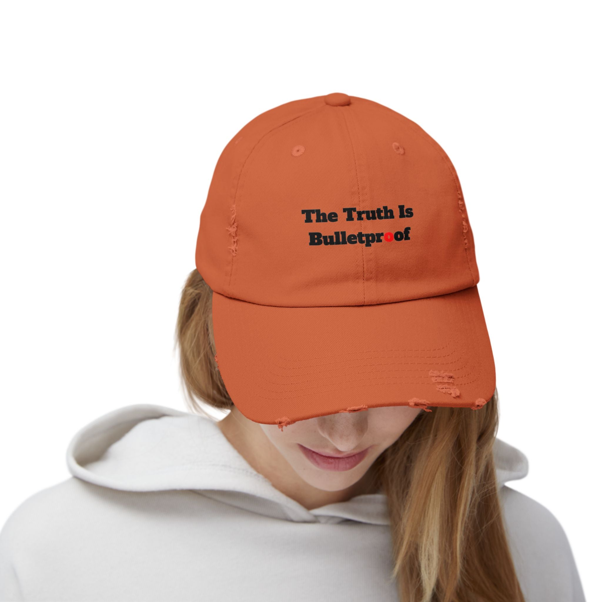 Distressed Cap with 'The Truth Is Bulletproof' - Casual Wear, Gift for Truth Seekers, Fashion Statement, Everyday Use, Unisex Accessory