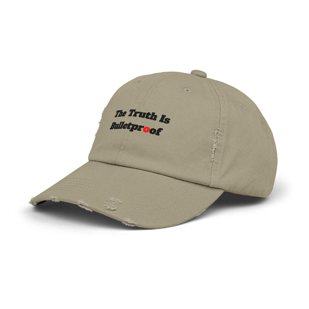 Distressed Cap with 'The Truth Is Bulletproof' - Casual Wear, Gift for Truth Seekers, Fashion Statement, Everyday Use, Unisex Accessory