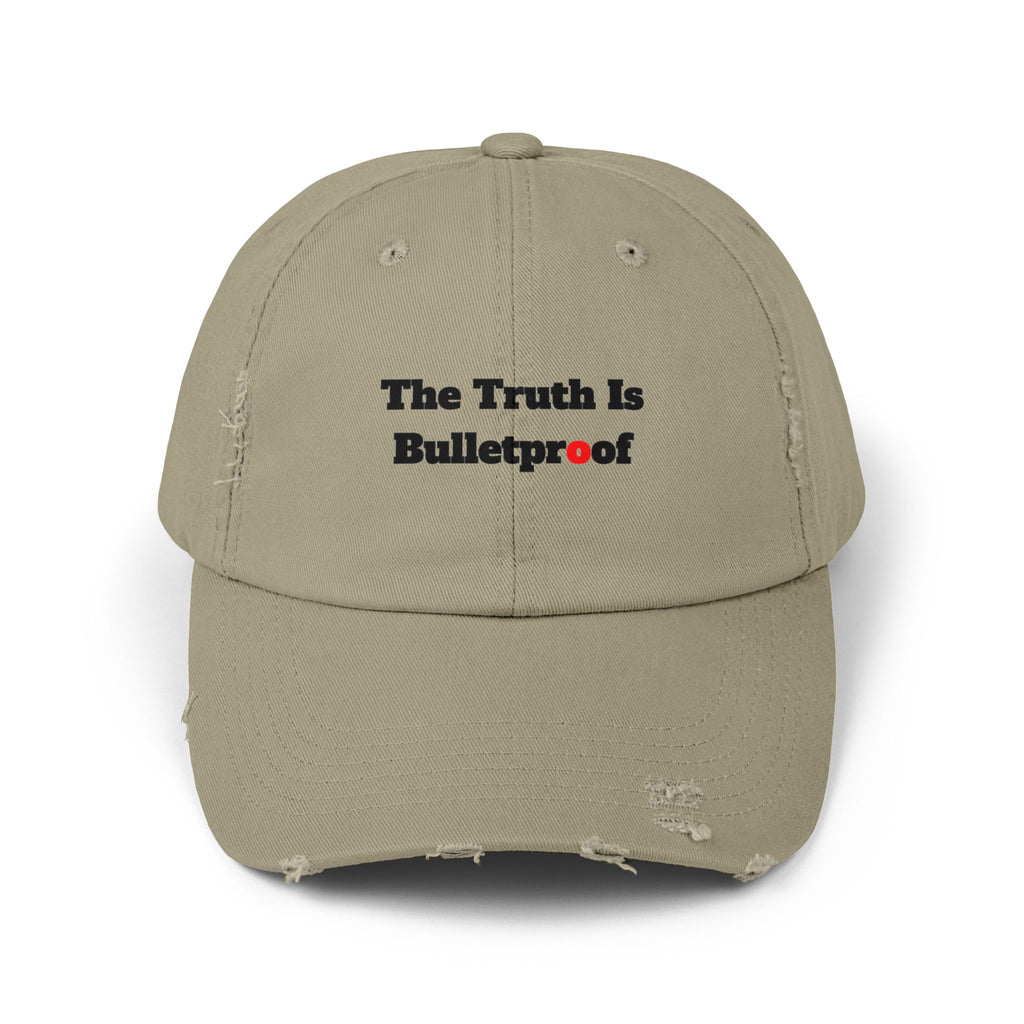 Distressed Cap with 'The Truth Is Bulletproof' - Casual Wear, Gift for Truth Seekers, Fashion Statement, Everyday Use, Unisex Accessory