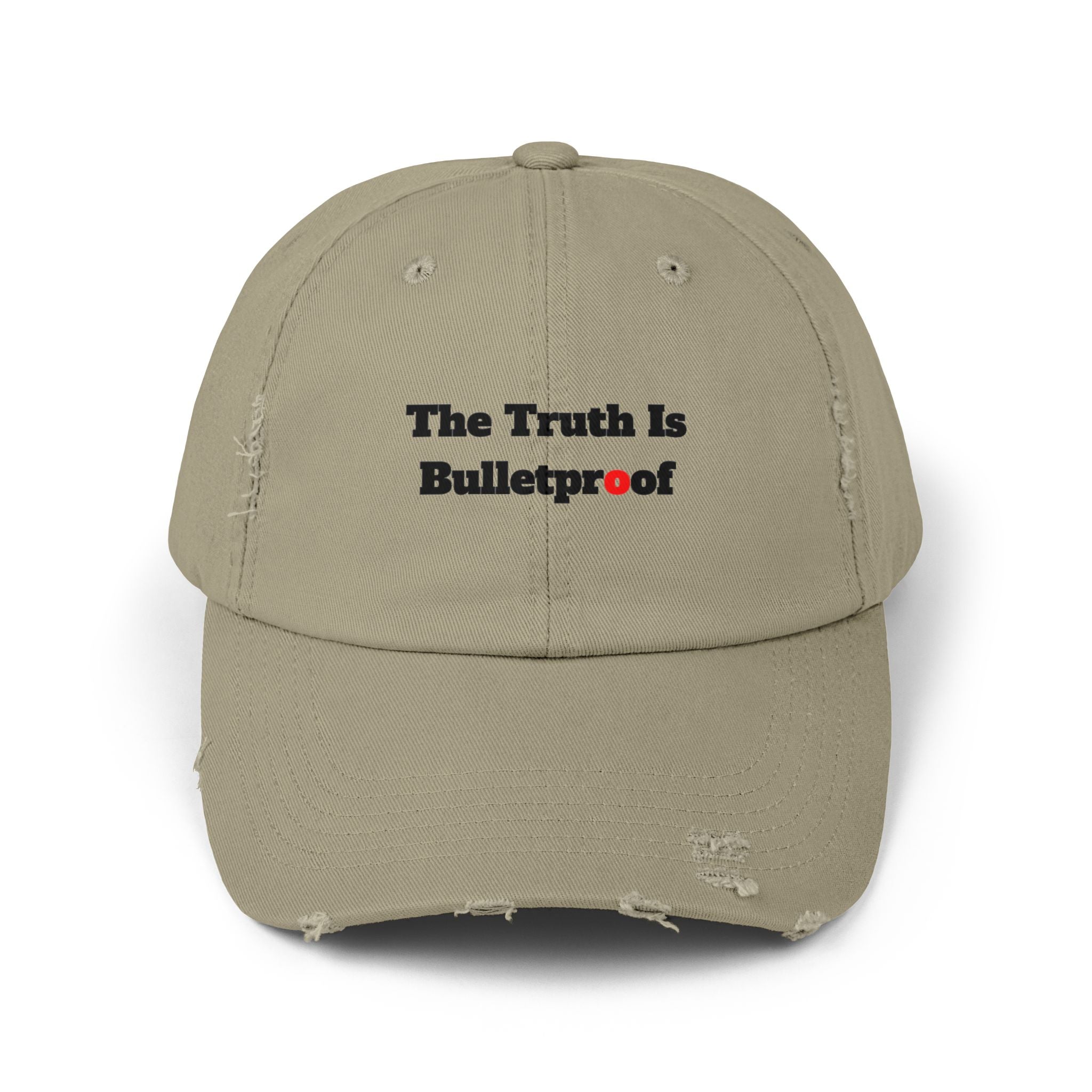 Distressed Cap with 'The Truth Is Bulletproof' - Casual Wear, Gift for Truth Seekers, Fashion Statement, Everyday Use, Unisex Accessory