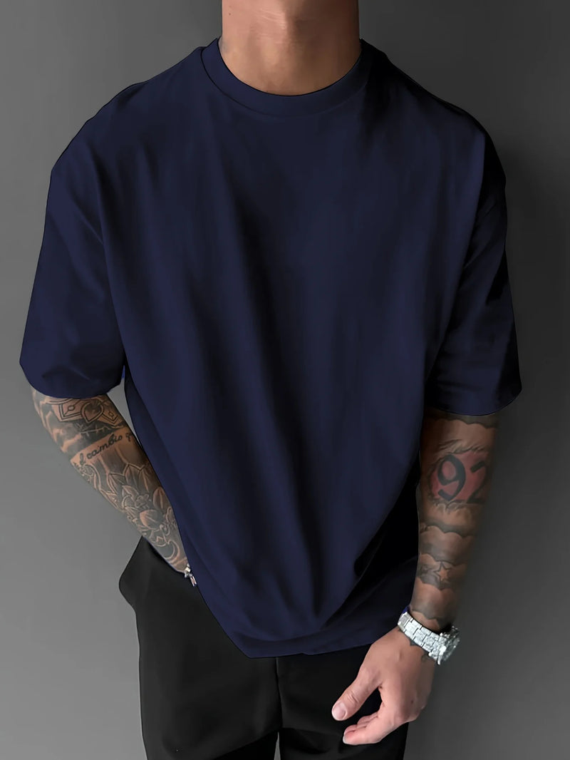 Men's summer 100% pure cotton fashionable casual loose Japanese samurai sword pattern printed round neck short sleeved T-shirt